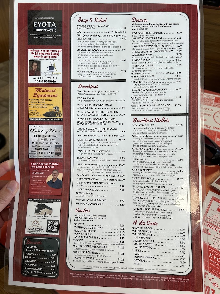 Del's Cafe Menu - Image 1