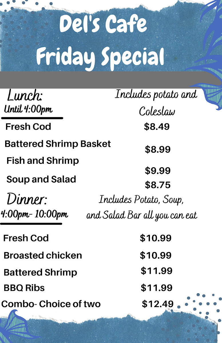 Del's Cafe Menu - Image 4